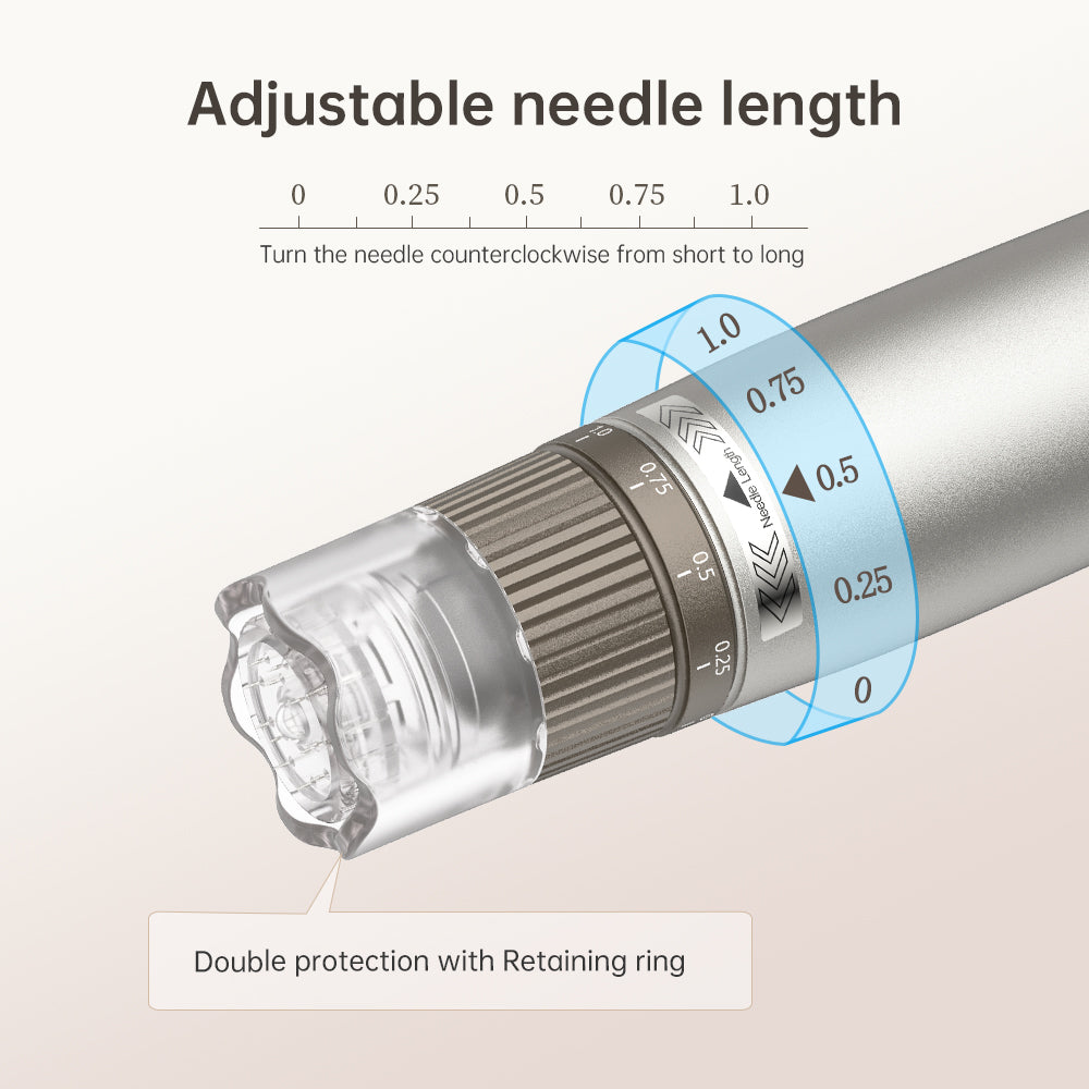 Hydra Pen H3 kézi tűhosszállító gyűrűje 0–1.0 mm jelöléssel