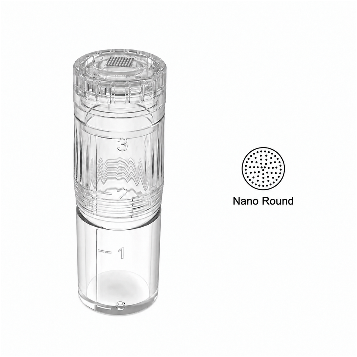 Kerek Nano Hydra Pen H3/H5 cseretűmodul tartállyal és kerek csúcsmintázati ábrával