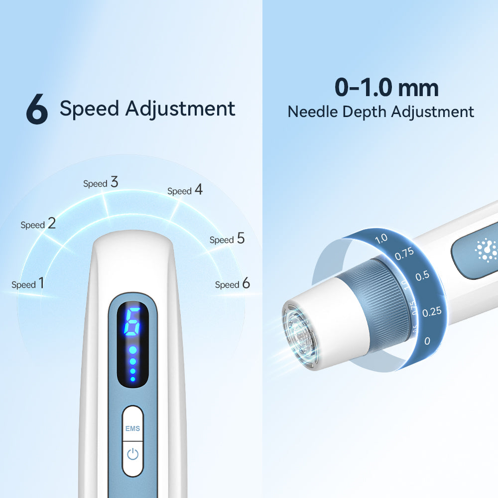 Hydra Pen H5 hatfokozatú sebességkijelzője és 0–1.0 mm jelölésű kézi mélységállító gyűrűje